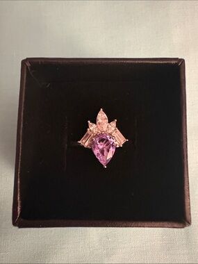 RBP2965 Main Stone: Lab Created  Amethyst Materials: Rhodium Plate Ring Sz 8